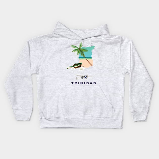 Trinidad map travel poster Kids Hoodie by nickemporium1